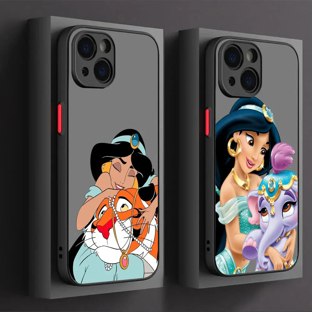 Disney Aladdin Jasmine Princess Cases For Apple iPhone 15 14 13 12 11 XS Pro Max Mini 8 7 Plus SE X XR Phone Case Frosted Cover