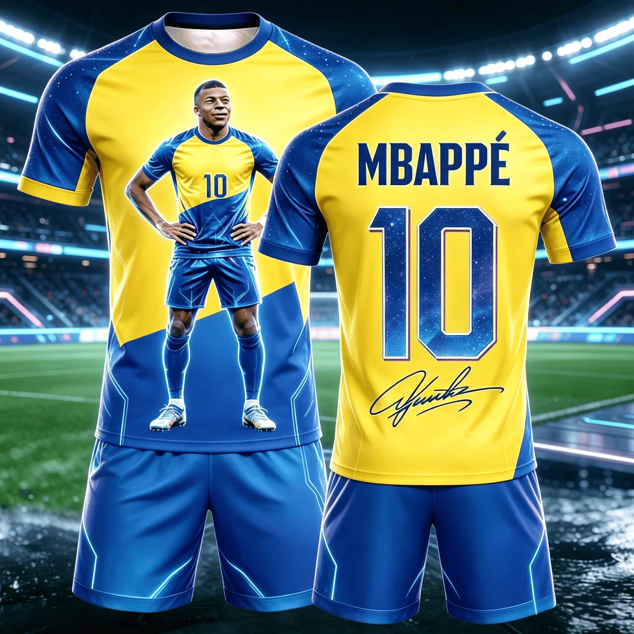 Summer hot selling Mbappe 10 commemorative edition adult/children's quick drying loose sports T-shirt shorts set  familyMatching