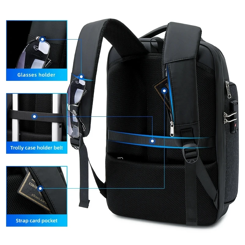 Mochila para ordenador portátil de 17 pulgadas con carga USB, mochilas para hombre de gran capacidad, resistente al agua para adolescentes