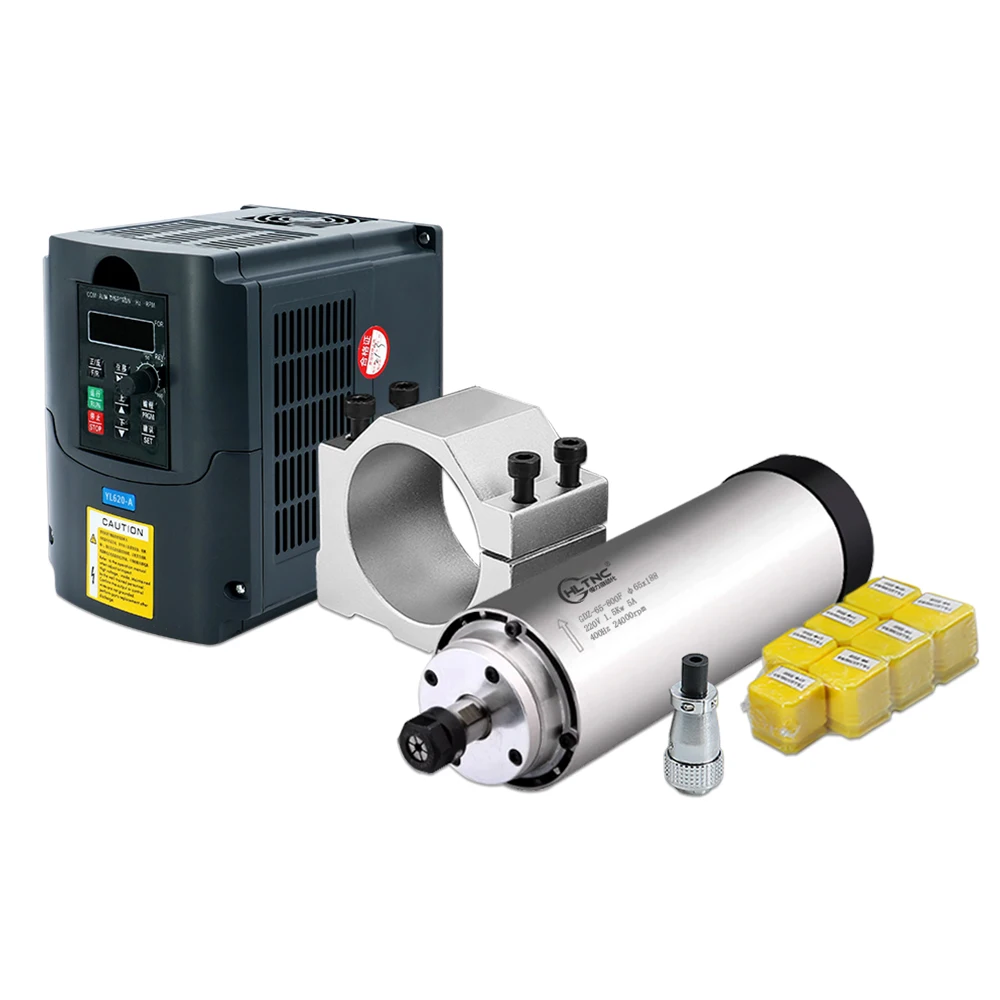 

0.8kw Spindle 65MM ER11 400HZ 24000RPM 110/220V Air Cooling 800w Spindle Motor Set For CNC Woodworking Aluminum