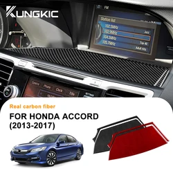 Real Soft Carbon Fiber Sticker For Honda Accord 2013 2014 2015 2016 2017 LHD Central Screen Frame Interior Trim Accessories