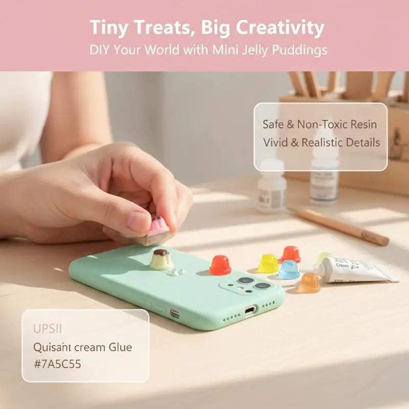 10pcs Resin Pudding Kawaii Fake Food Miniature Craft Material Scrapbooking Figurine Cabochon Accessories Flatback Embellishment
