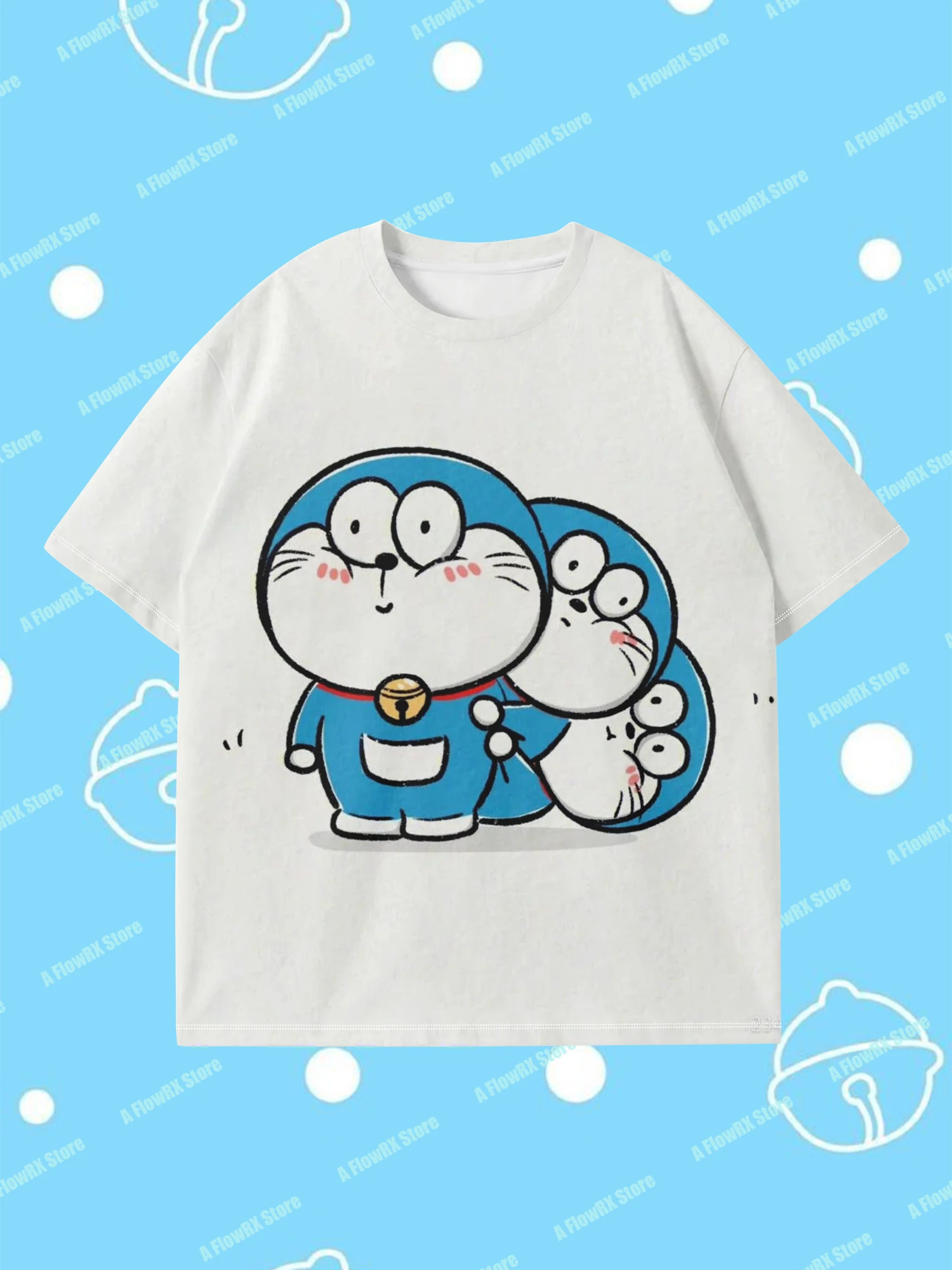 تيشيرتات Doraemon مطبوعة ثلاثية الأبعاد مثالية للاستخدام الخارجي غير الرسمي مناسبة للرجال والنساء والكبار والأطفال في الصيف ومريحة للتنفس