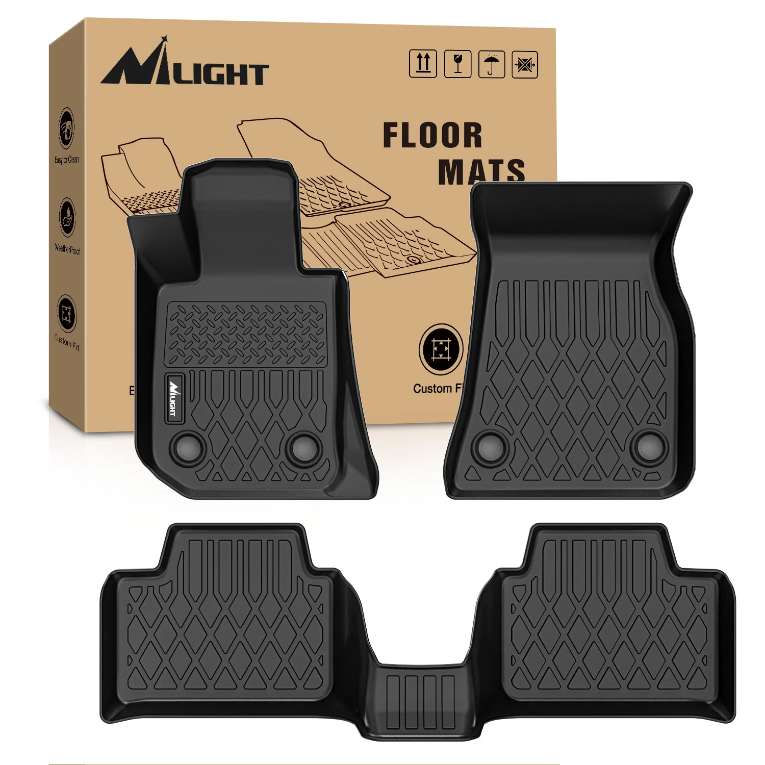 

Nilight All-Weather TPE Floor Mats for BMW 3 Series, 5 Series, 7 Series, X5 & X7, Custom Fit Waterproof Floor Liners (Select Model)