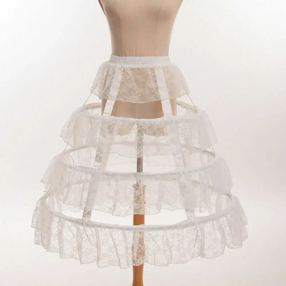 Crinoline ajustable en dentelle blanche pour femmes, jupon, lolita