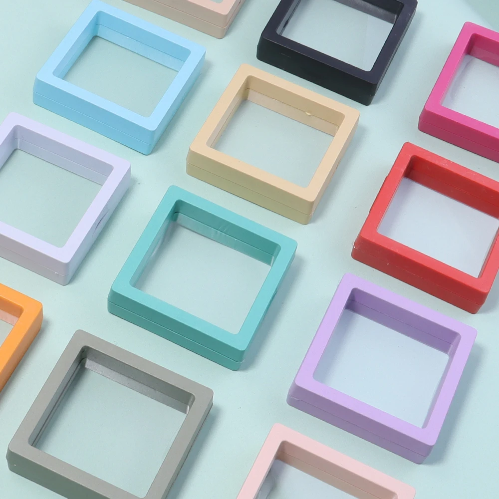 Transparent PE Floating Frame Display Case Jewelry Earring Antioxidant Storage Box Gifts Elastic Film Dustproof Packaging Box