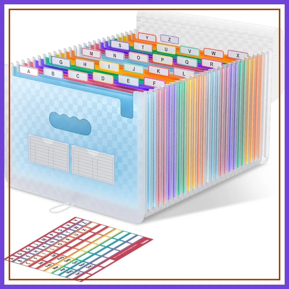 

26 Pocket Expanding File Folder, Accordion Organizer for Bills & Documents, A-Z Colorful Tabs, Letter/A4 Size - Blue