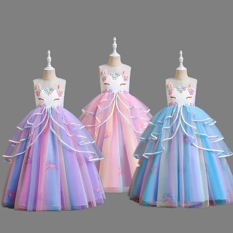 New Girls Princess Dress Long Formal First Communion Children Party Gown Kids Clothes Children Wedding Evening Birthday Vestidos