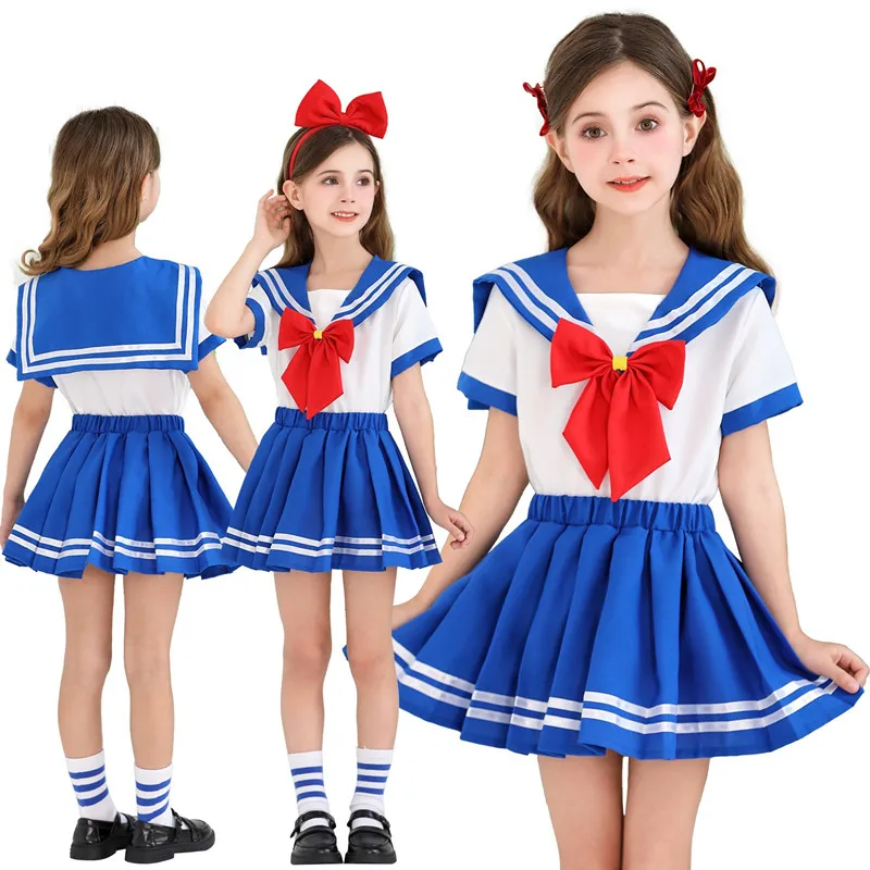 

Children's Preppy Skirt orm Briti Sailor Suit Naval Beau Warrior JK Outfit Performance Costume Six-One Celebration