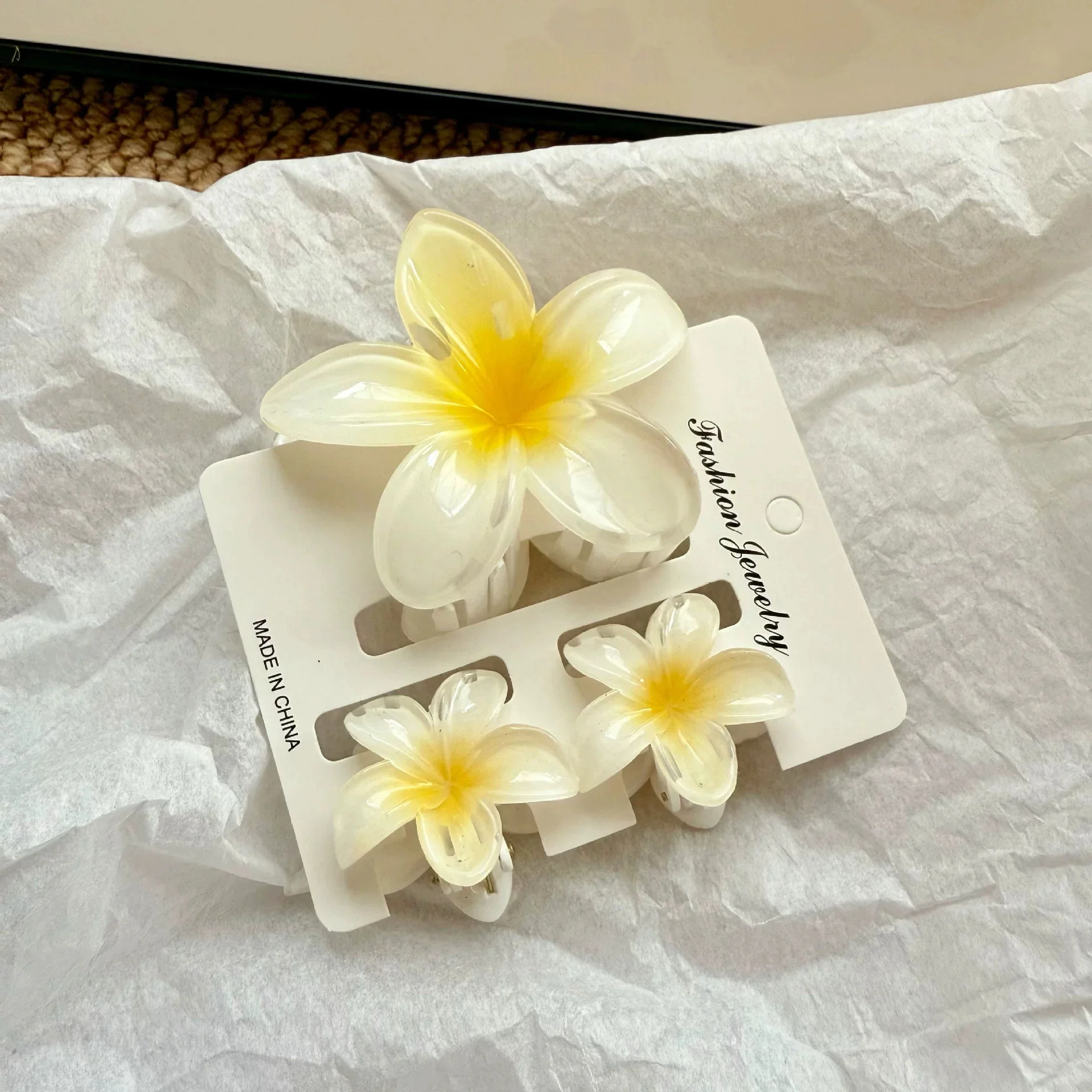 3 Teile/satz Süße Blume Bunte Gradienten Haar Krallen Pferdeschwanz Cip Clamp Barrettes Haarnadeln Für Frauen Mädchen Strand Haar Zubehör – Detail 7