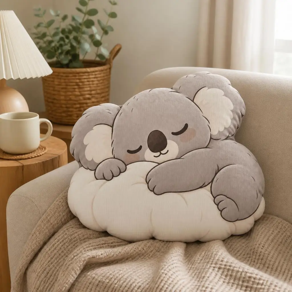 Sleepy Koala Cloud Shaped Pillow Cute Stuffed Cushion Kawaii Throw Pillow for Sofa Bedroom Decor Australian Wildlife Gift
