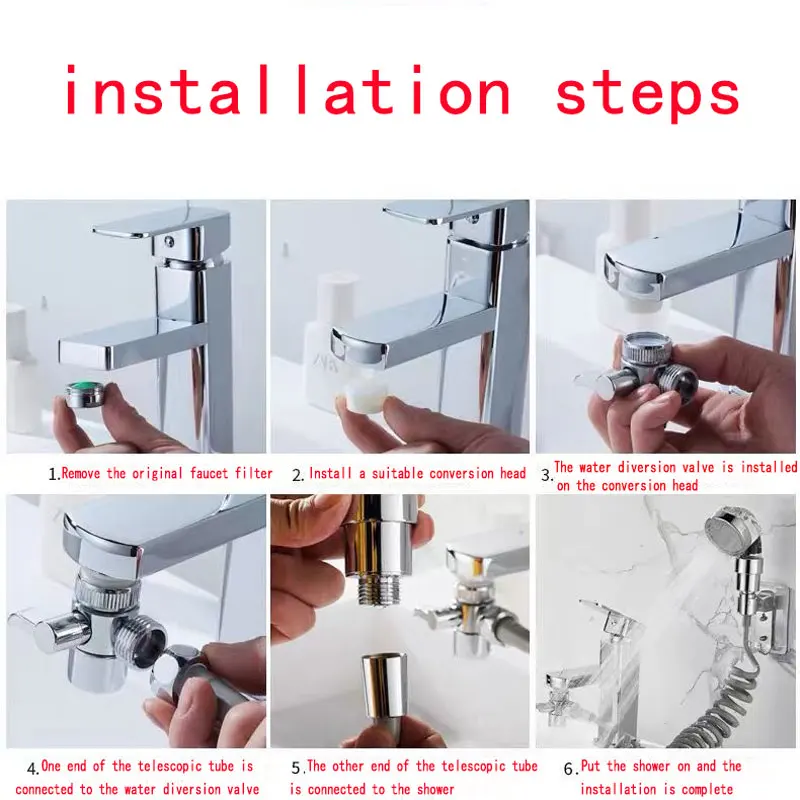 Bad Wasserhahn Dusche Düse Set Stecker Handbrause Shampoo WC Wasserhahn Filter Shampoo Zimmer Küche Waschbecken Wasserhahn