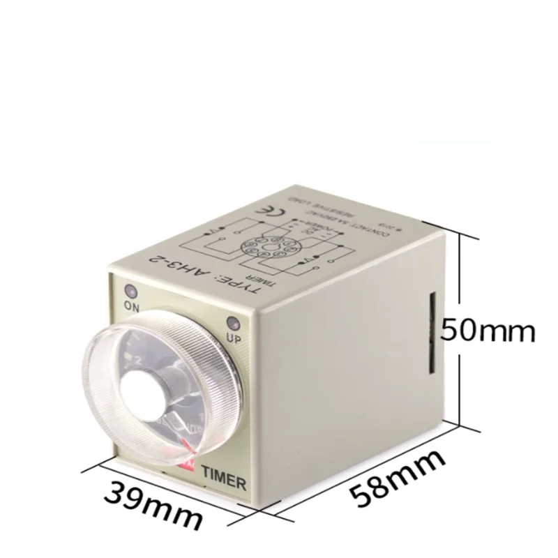 AH3-2 DC24V 110v 220V 8 Pins DPDT 0-60 Seconds Power on Delay Timer Time Relay