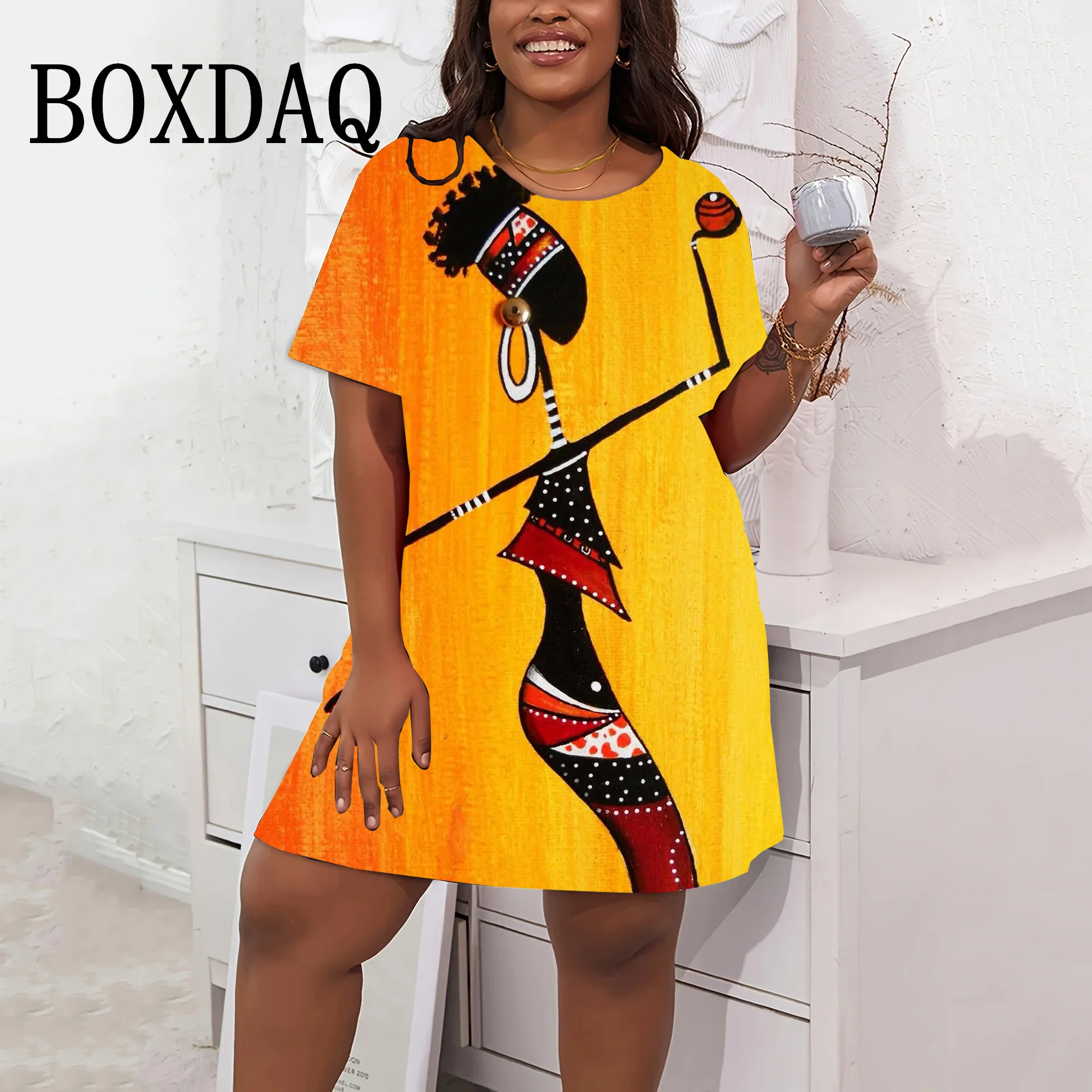 Robe d'été 3D à manches courtes pour femmes, style africain décontracté, streetwear, classique, rétro, grande taille