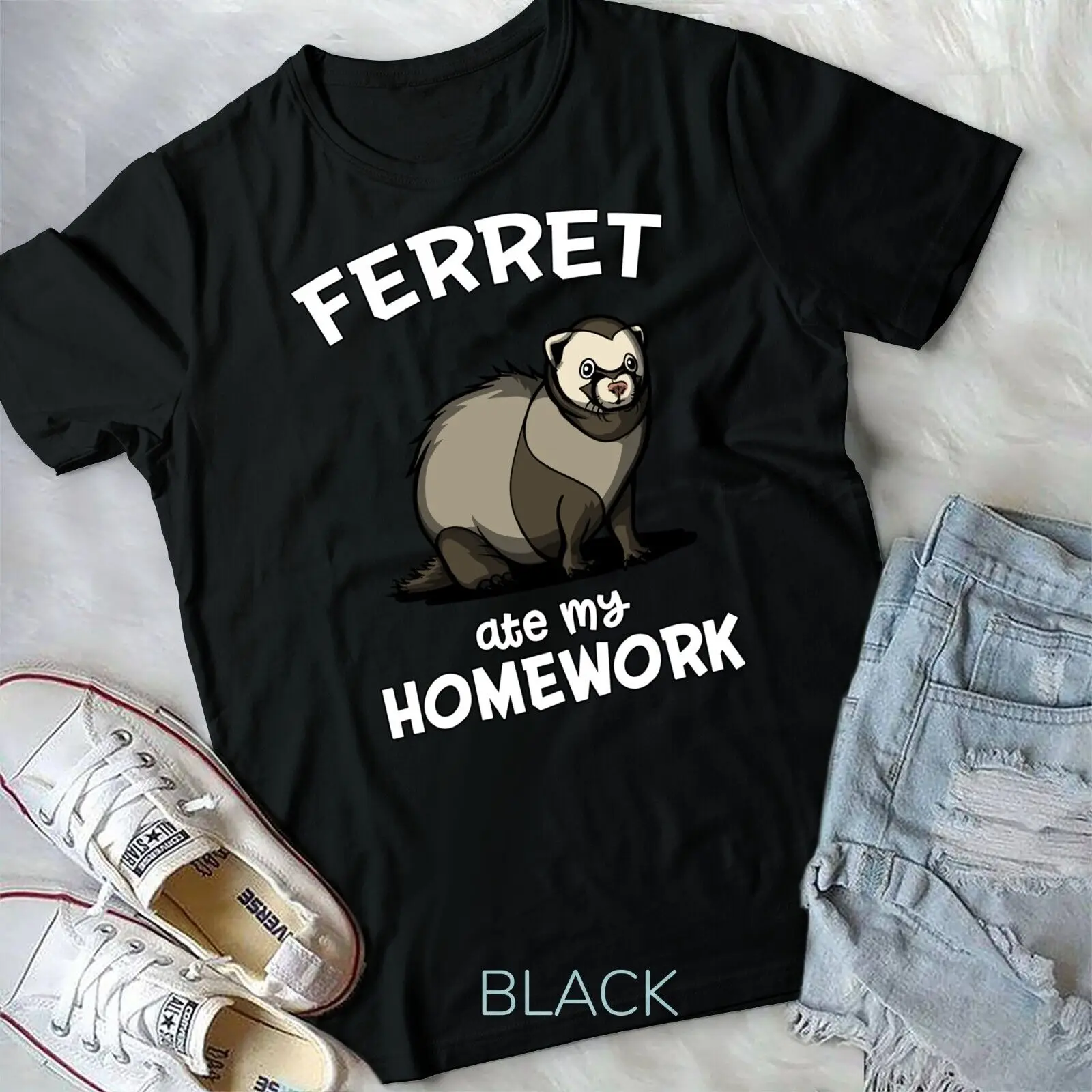 Ferret Ate My Homework Cute Pet Unisex T-shirt