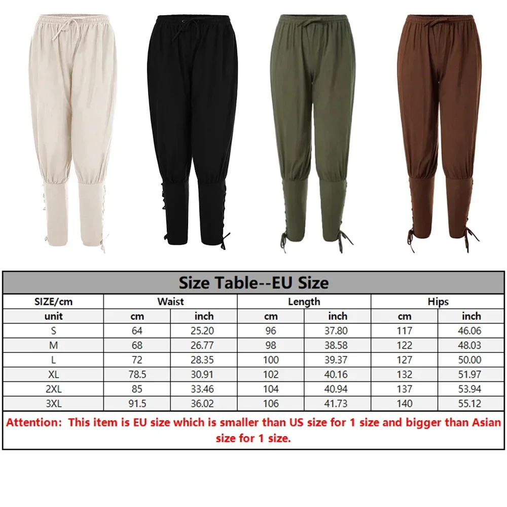 2 pezzi costume da cavaliere medievale da uomo set rinascimentale cosplay camicie da pirata pantaloni con fascia alla caviglia per Halloween tessuto