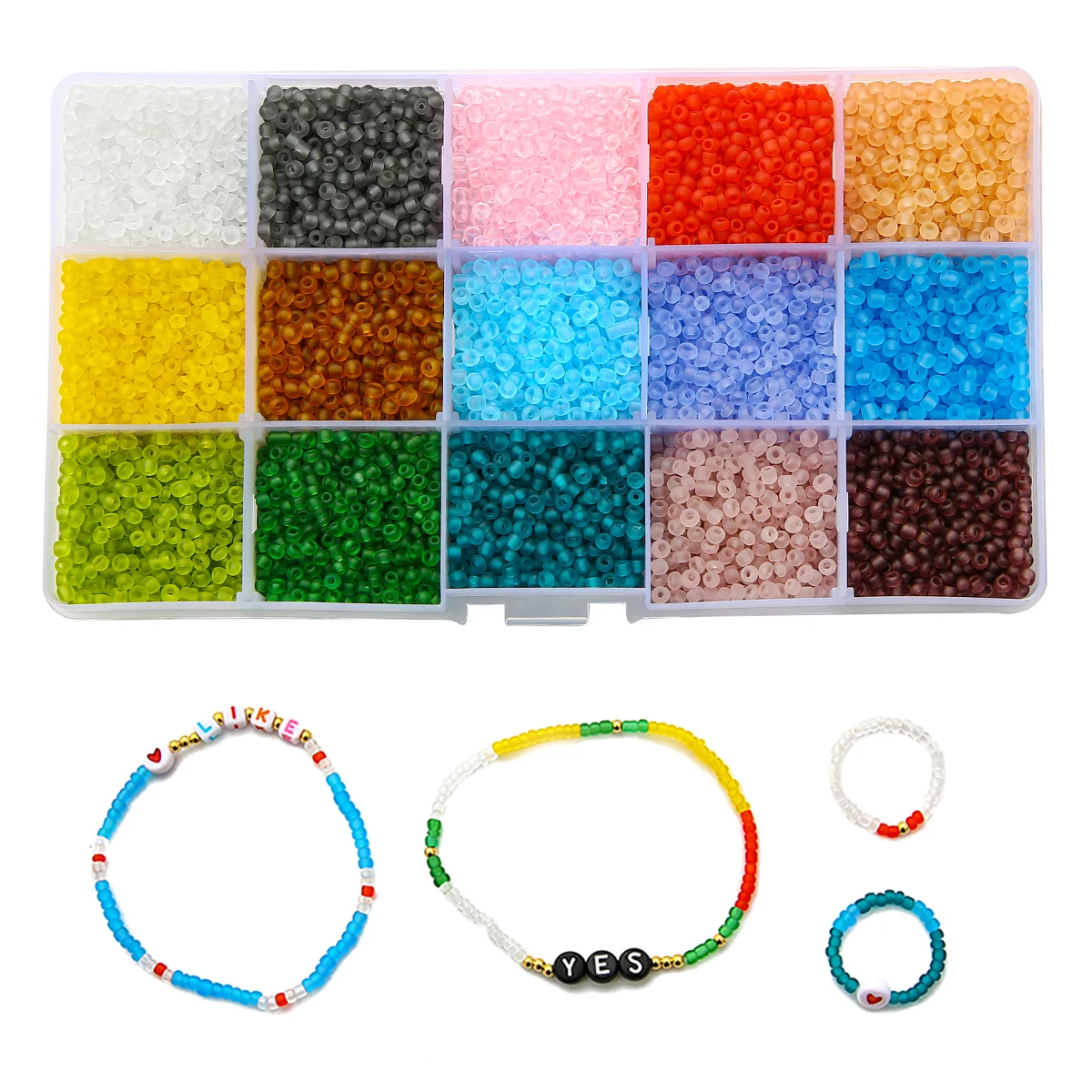 

24 color glass rice bead set 2mm/3mm/4mm 4000+pcs Charm DIY Jewelry Creation Beads Jewelry making materials, needlework beads