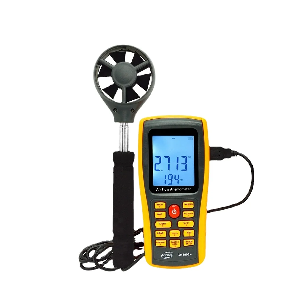 Digital Anemometer Wind Speed Meter Air Volume Ambient Temperature With USB Interface GM8902+ 0-45M/S Anemometers