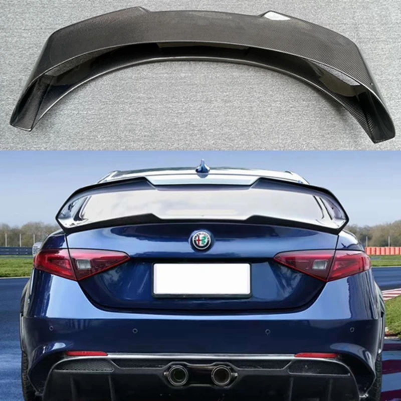 For Alfa Romeo Giulia Sedan Quadrifoglio Verde 2015 - UP Carbon Fiber Rear Spoiler Trunk Boot Lip Wing Spoiler