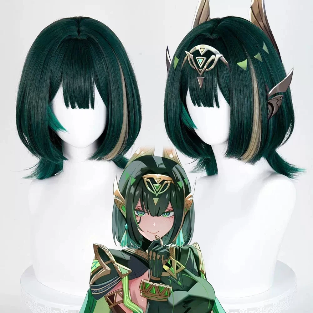 

Game Genshin Impact Nefer Cosplay Wig Women Green Hair Heat Resistant Synthetic Wig Halloween Carnival Party Prop