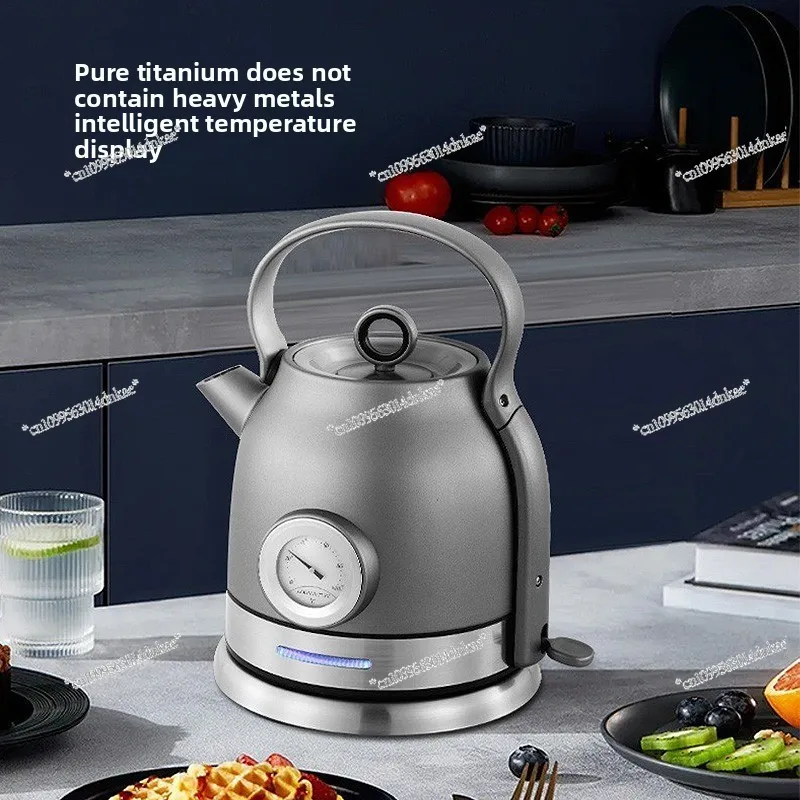 Pure Titanium Electric Kettle Home Dormitory Temperature Display 1500ml Large Capacity Thermal Insulation Office Retro Electric