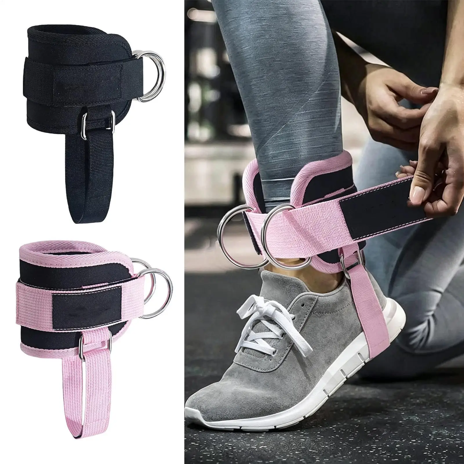 Cable Machine Ankle Straps Leg Adjustable Cuffs Attachment Gym Machine Ankle Pulley Straps For Home Gym Fitness Exercise Indoor