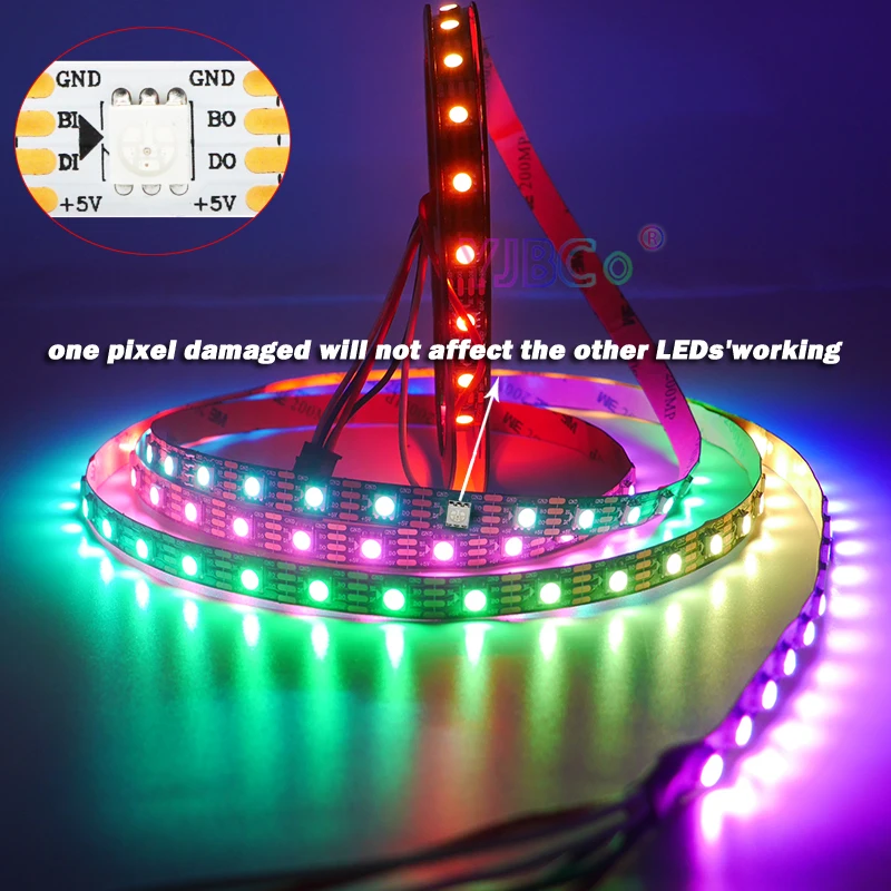 Tira de luces LED RGB WS2813 5050 de 1m/2m/3m/4m/5m 5V 30/60/144 leds/m WS2812B cinta de luz direccionable direccionable actualizada de doble señal WS2811 IC píxeles