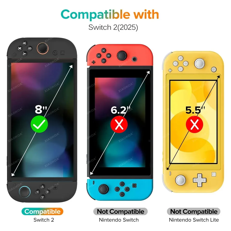 NS2 Protector de Pantalla de Cristal Templado HD para Switch 2, Transparente HD Antirrayas 2