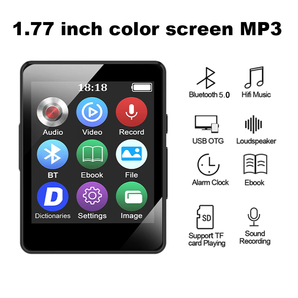 MP3 Player Mini Digital Walkman Bluetooth HiFi  Audio Players Multifunction Recording Alarm Clock Video Playback Photo Album