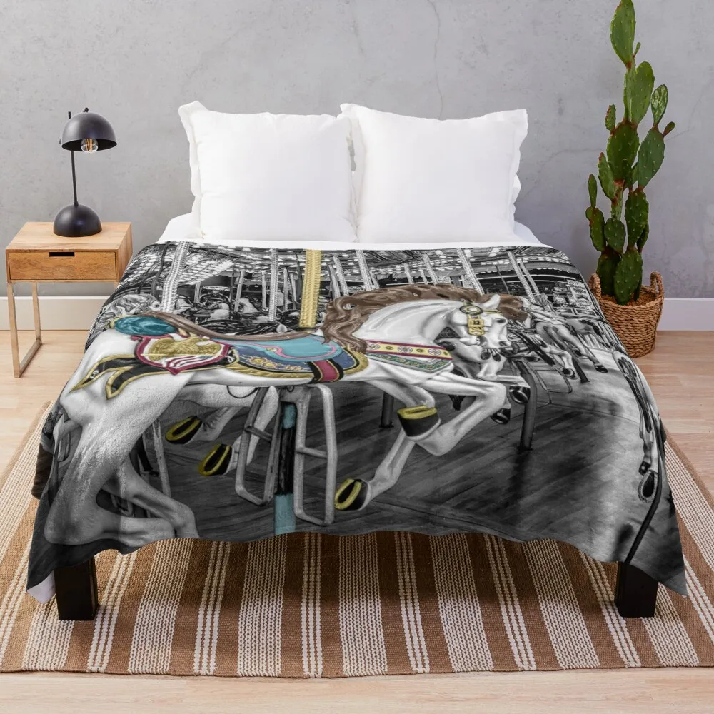 

Classic horse carousel Throw Blanket Blanket For Decorative Sofa Cute Blanket