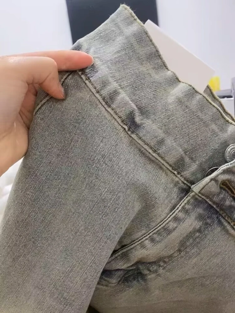 Jeans denim da donna bottoni vintage primavera streetwear svasato stile coreano classico a figura intera moda vita alta pantaloni a vita alta nuovo Y2k