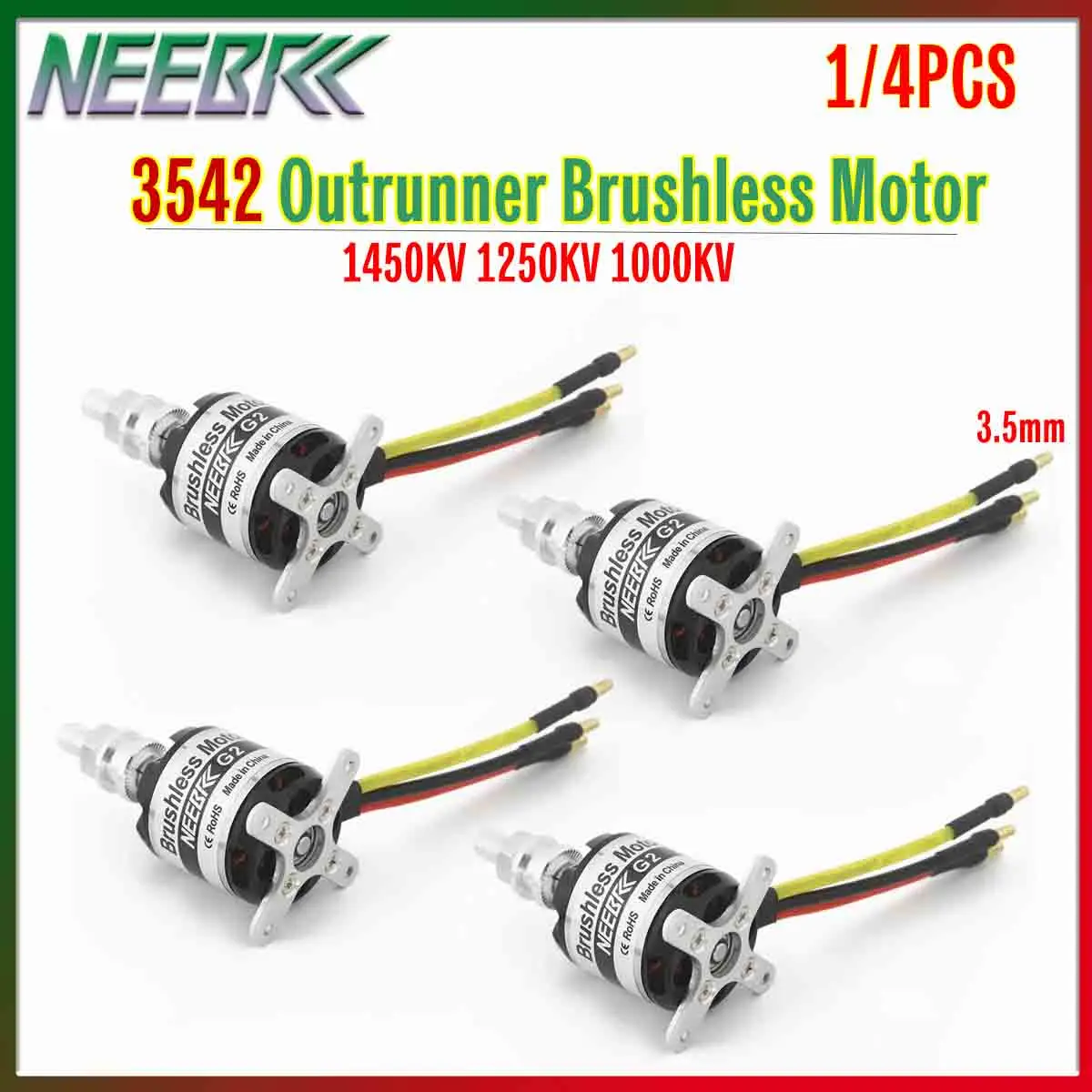 

1/4 шт. NEEBRC 3542 Бесколлекторный двигатель Outrunner 1450KV 1250KV 1000KV для радиоуправляемых FPV дронов, мультикоптеров, самолетов и авиамоделей