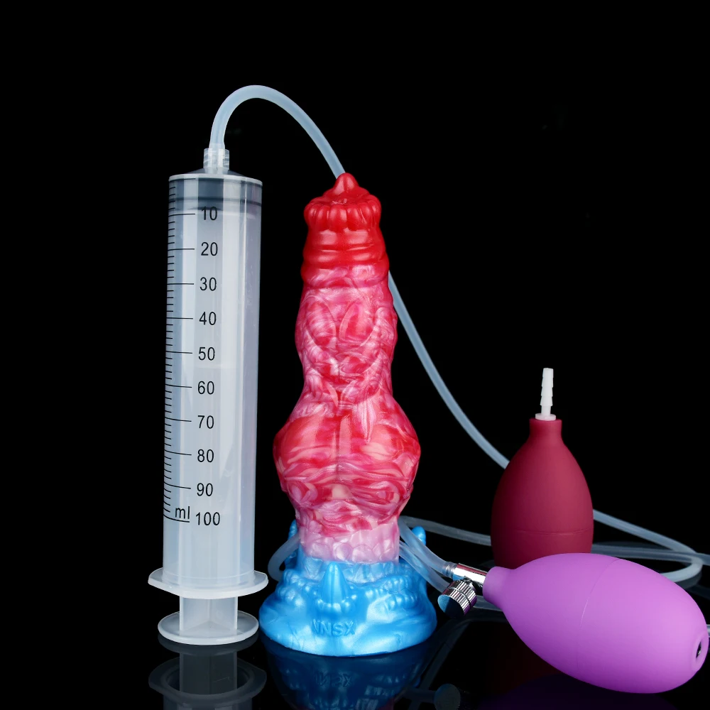 NNSX Huge Knot Squirting-Inflatable Dildo with Strong Sucker Silicone Inflat Anal Plug Trainer Beginner Sex Toys for Women Men