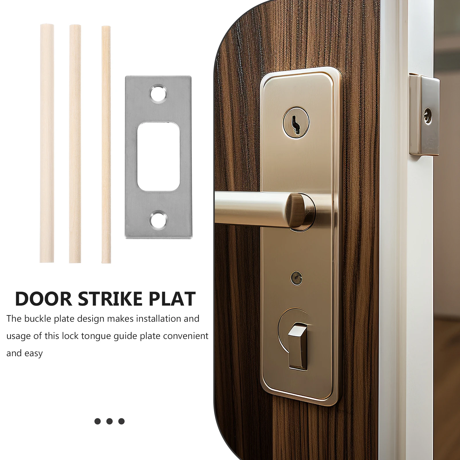 

1 set Double Steel Door Bolt Reinforcement Plate Lock Strike Stainless Deadbolt Plates for Wood Doors Hole Filler