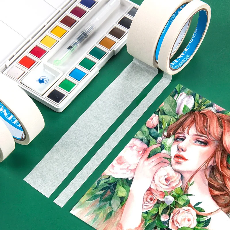 12/18/24/36/48mm 13m Watercolor Masking Tape White Writable Self Adhesive Tape for Art Oil Painting Sketch Drawing Supplies Tool