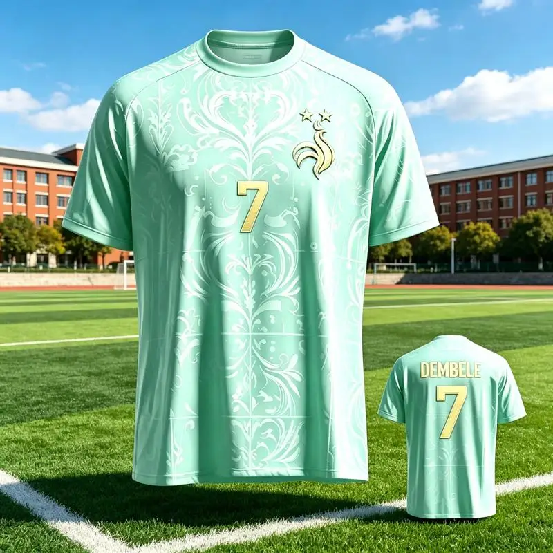 2026-2027 Neues Trikot im Fan-Design von Frankreich, T-Shirt Mbappé # 10, Dembélé # 7-Kinder, Erwachsene, Sport- & Freizeit-Tops T-Shirt Eltern-Kind – Detail 9