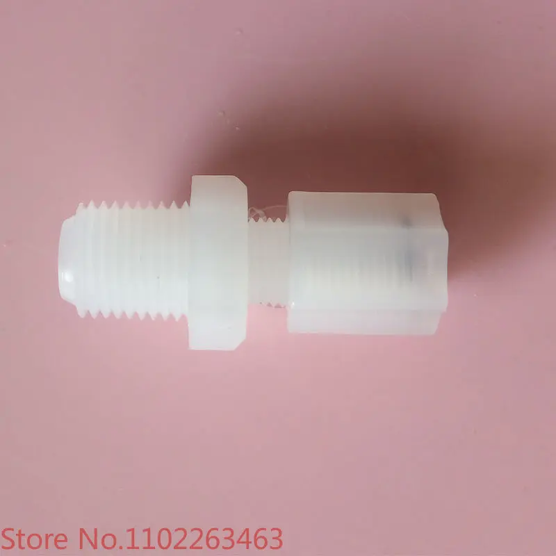 10 pieces PVDF plastic quick-thread ferrule connector lock mother tetrafluoro pipe connector tee φ 6， φ eight