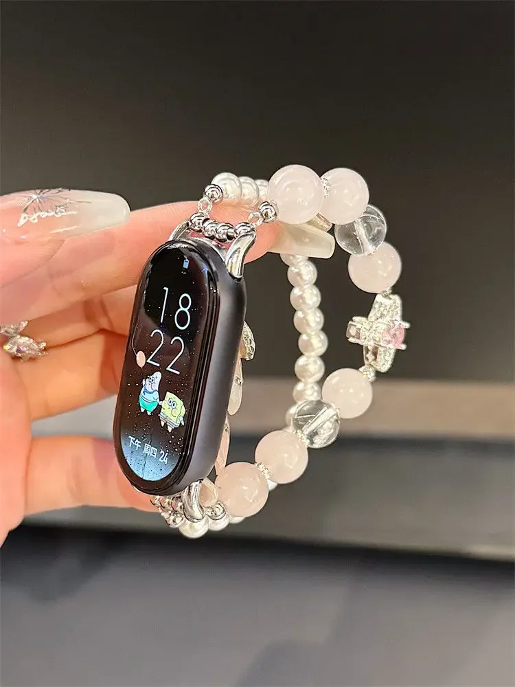 

New pink crystal bead strap suitable for Xiaomi Band 8Pro/9Pro，For Mi band 3/4/5/6/7，8/8NFC/9/9NFC/10/10NFC， For Redmi Watch5/4