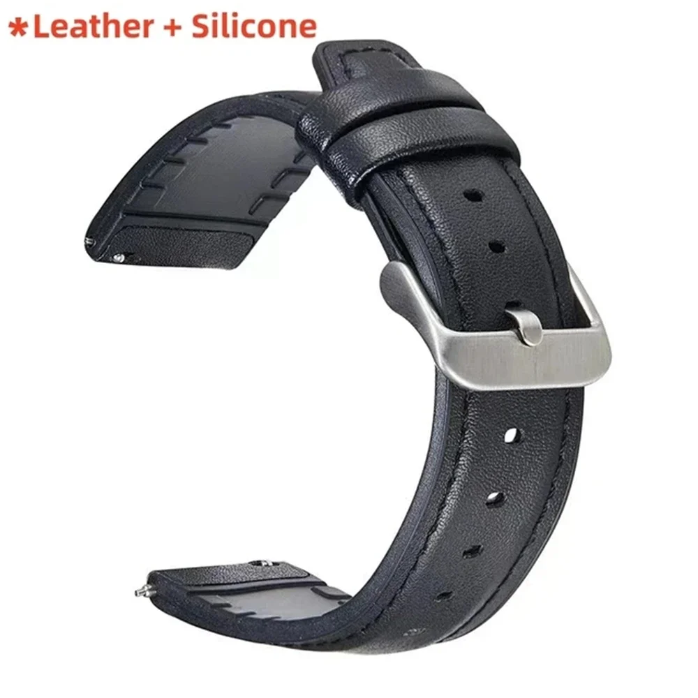 Leather Silicone Straps for Huami Amazfit GTR 4 GTR3 Pro 47mm BIP 5 Band for HUAWEI WATCH GT 4 3 2 Pro 22mm Business Watchbands