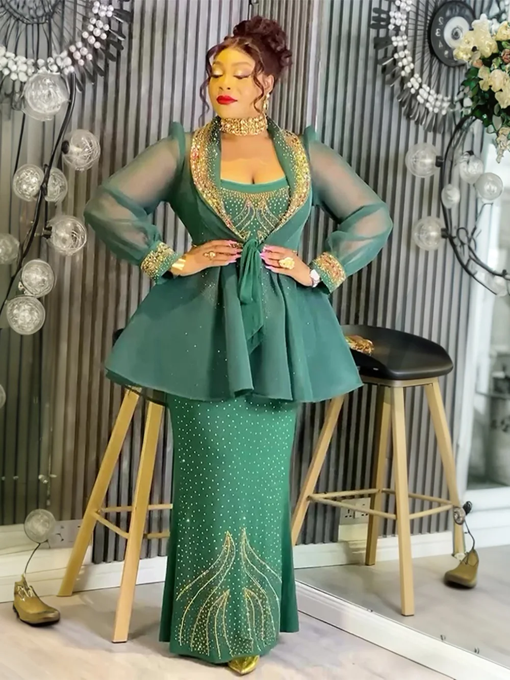 

Африканская одежда для женщин, комплекты из 2 предметов, вечернее платье Dashiki Diamond, большие размеры, Турция, длинные платья для свадебной вечеринки с пальто, новинка 2026 года