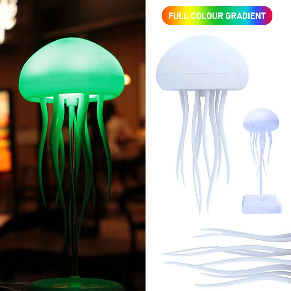 Cartoon Dancing Jellyfish Night Light RGB Gradient Cute Jellyfish Bedside Lamp Voice Control Type-C Charging LED Night Lamp