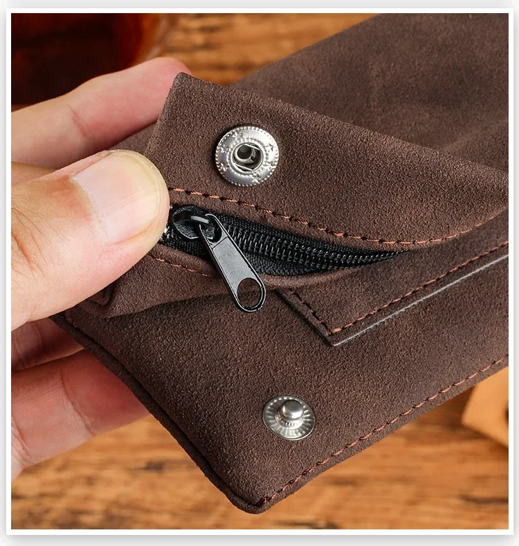 Handgefertigter Leder-Tabakbeutel, Etui, Tasche, Raucherpapierhalter, Etui, Geldbörse, multifunktionale, faltbare Tabakaufbewahrungstasche – Detail 12