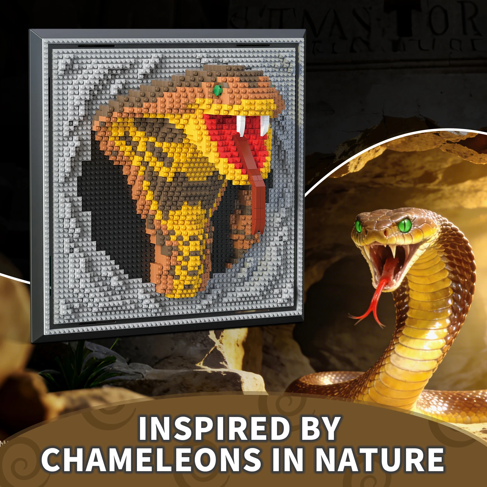 

Animal Snake 3D Wall Art Miniature Building Block Set, Suitable for Adults, Unique Home Wall Decoration or Desktop Display, Not Compatible with Lego, Ideal Birthday or Christmas Toy Gift for Teenagers (2097 Pieces)