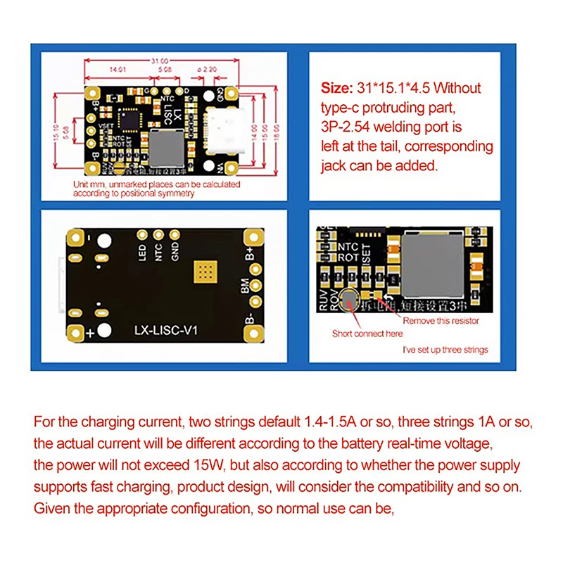 3.7V Lithium Battery Supporting Fast Charging Balance With Indicator Light Type-C USB Charging Enhancement Module