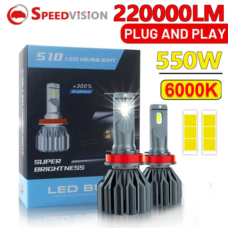 

H7 LED Canbus H11 H1 H4 220000LM 550W HB3 9005 HB4 9006 H8 HIR2 LED Car Headlight Bulb Auto fog light Motorcycle 6000K Led Lamp