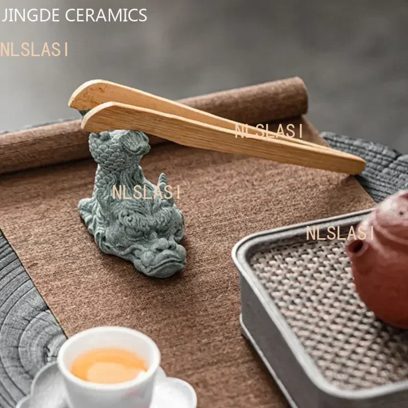 Creative Handmade Stone Tea Pet Decoration Gold Toad Green Sand Stone Animal Statue Fish Tank Landscape Home Tea Tray Ornaments