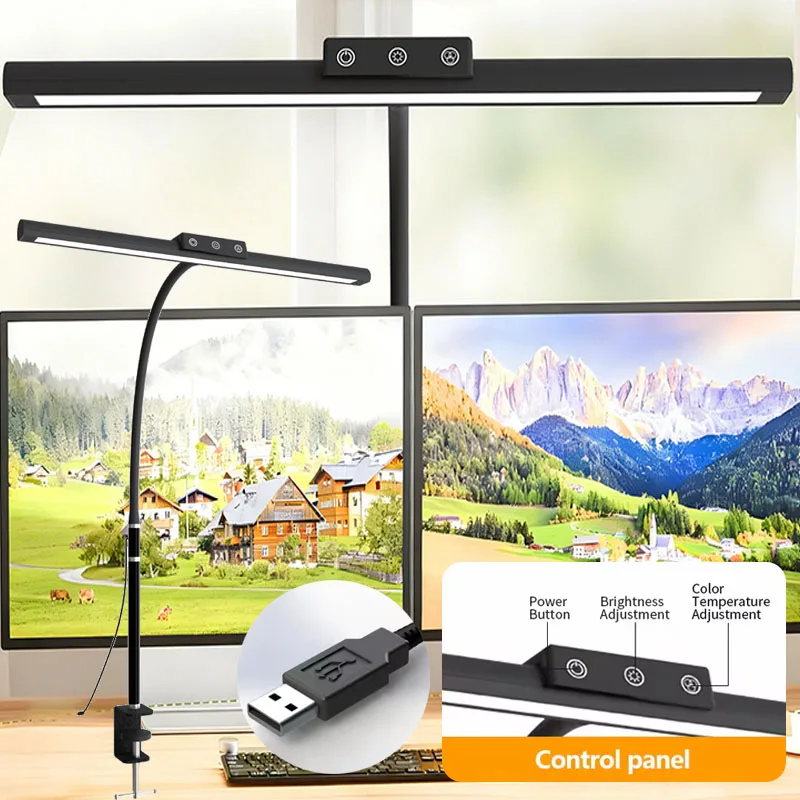 

Светодиодная настольная умная лампа с регулируемой яркостью для домашнего офиса с гибким зажимом на гибкой стойке, настольная лампа для чтения, верстака, черчения ногтей