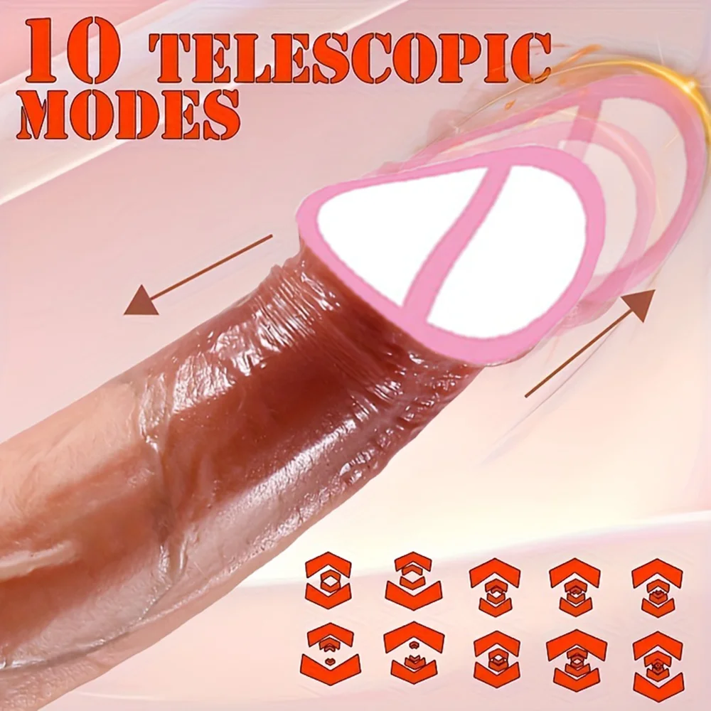 This 9-Inch Thrusting, Realistic, Heated Dildo Vibrator Has 10 Vibration Modes, 10 Stretch Modes, And a 360° Rotating Suction Cu - Image 2