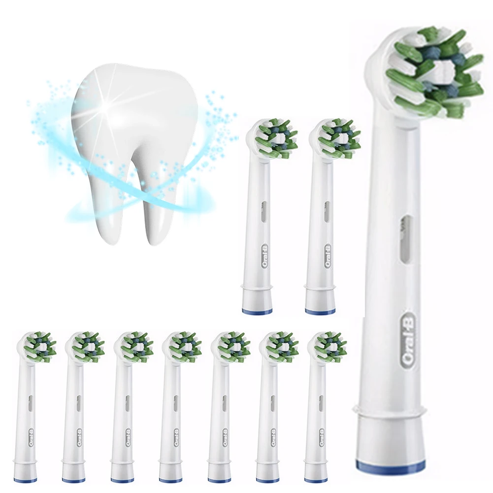 10 Pack White Electric Toothbrush Head Clean Maximiser Replacement Electric Toothbrush Heads for Oral-B Cross Action