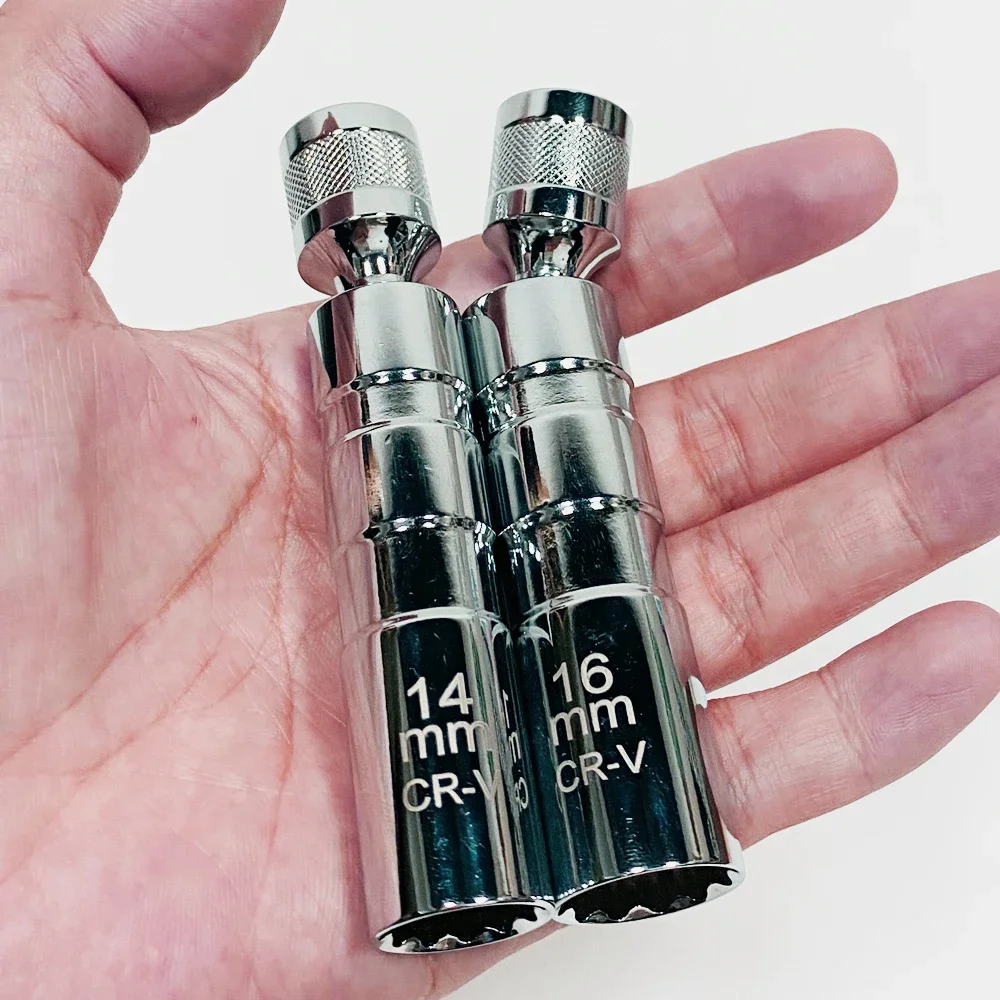 Alat Pembongkaran Busi Perbaikan Otomotif 14/16Mm Sambungan Universal Berdinding Tipis Lengan Busi Magnetik Universal